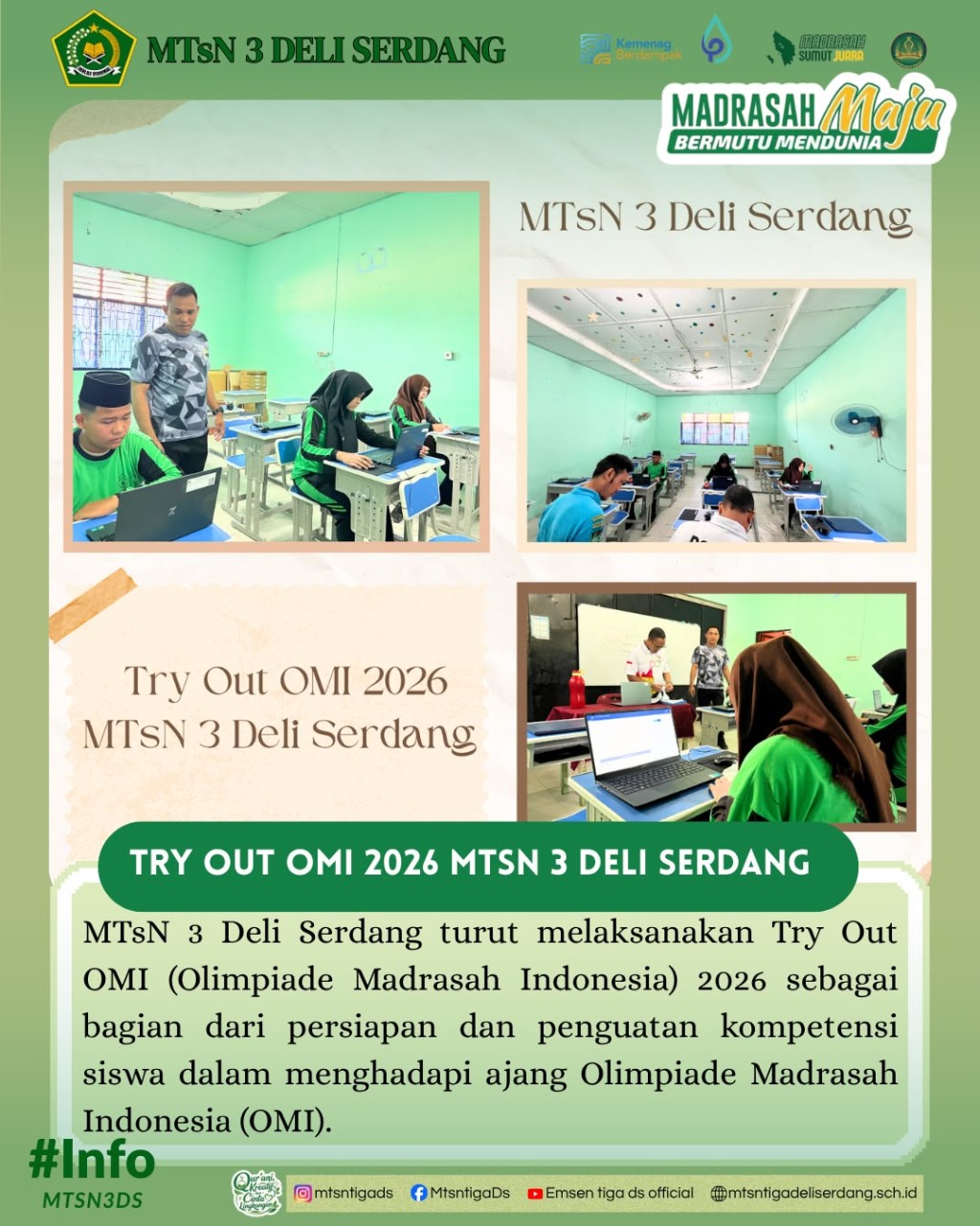 MTsN 3 Deli Serdang Ikuti Try Out Pra OMI Bidang Sains Tahun 2026